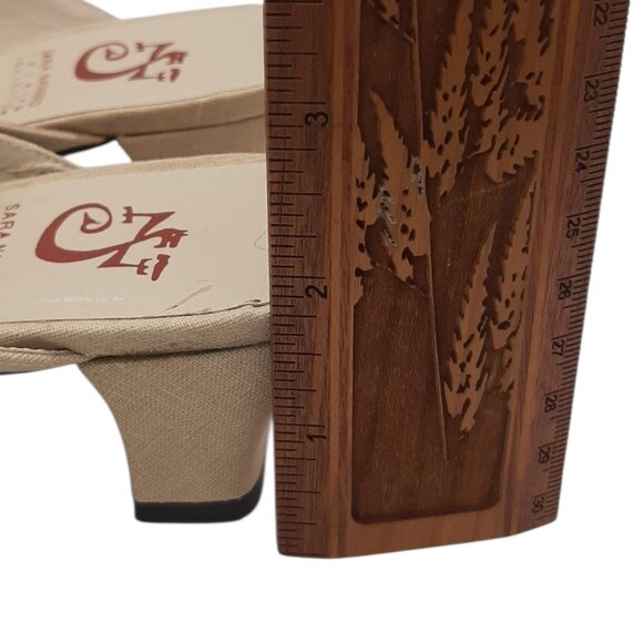 Sara Navarro Beige Linen Slide Mules SZ 37.5 - Picture 11 of 12